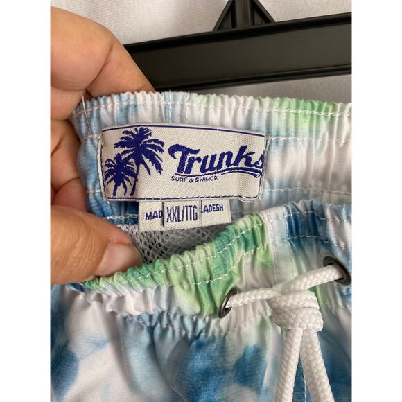 Blue and Green Tie-Dye Swim Trunks - Picture 5 of 7